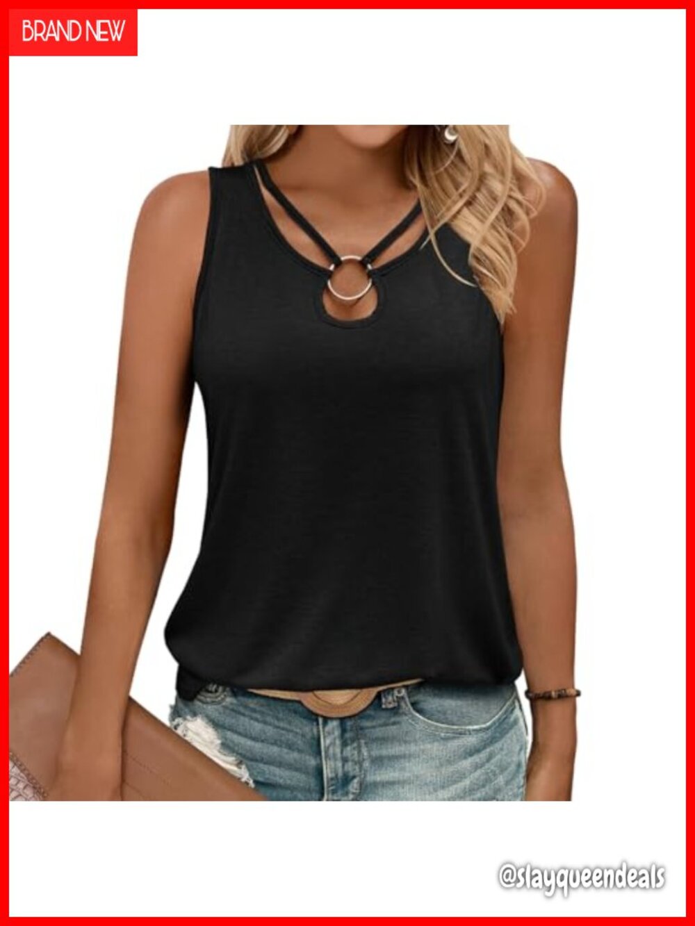Womens Tank Top Sleeveless Keyhole Neck Casual Summer Top